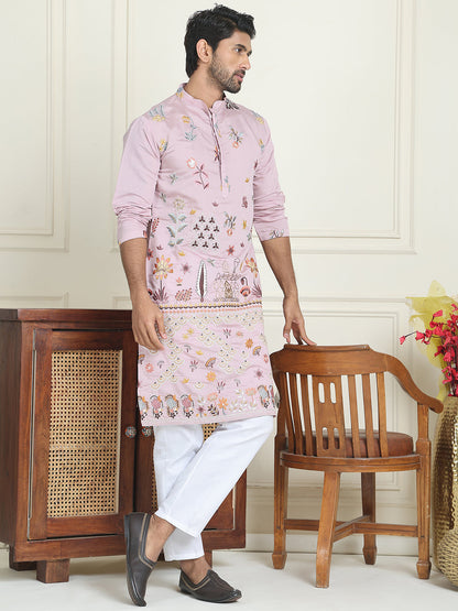 Floral Embroidered And Sequins Kurta Set