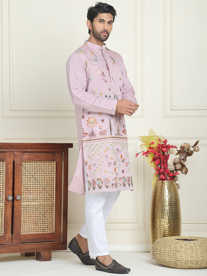 Floral Embroidered And Sequins Kurta Set