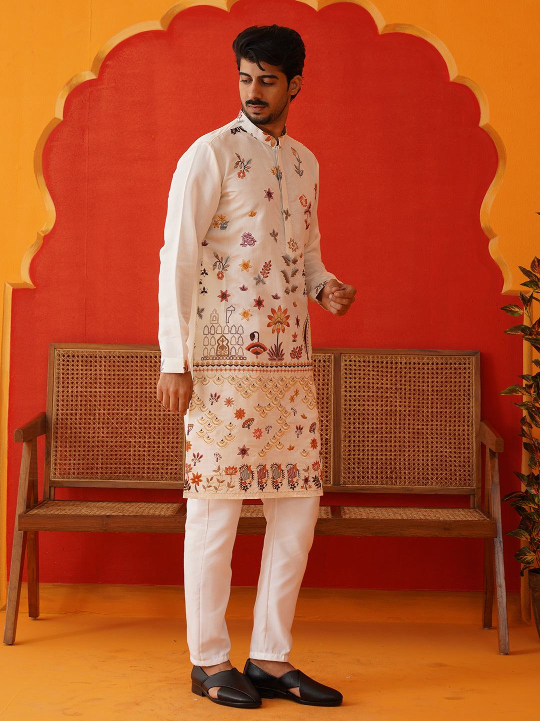 Floral Embroidered And Sequins Kurta Set