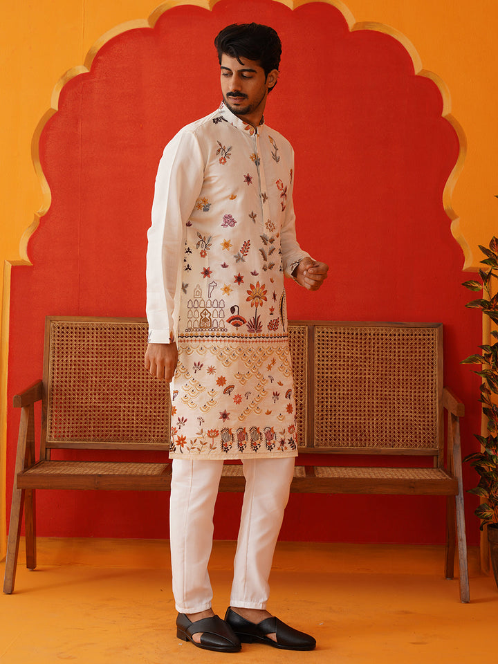 Floral Embroidered And Sequins Kurta Set