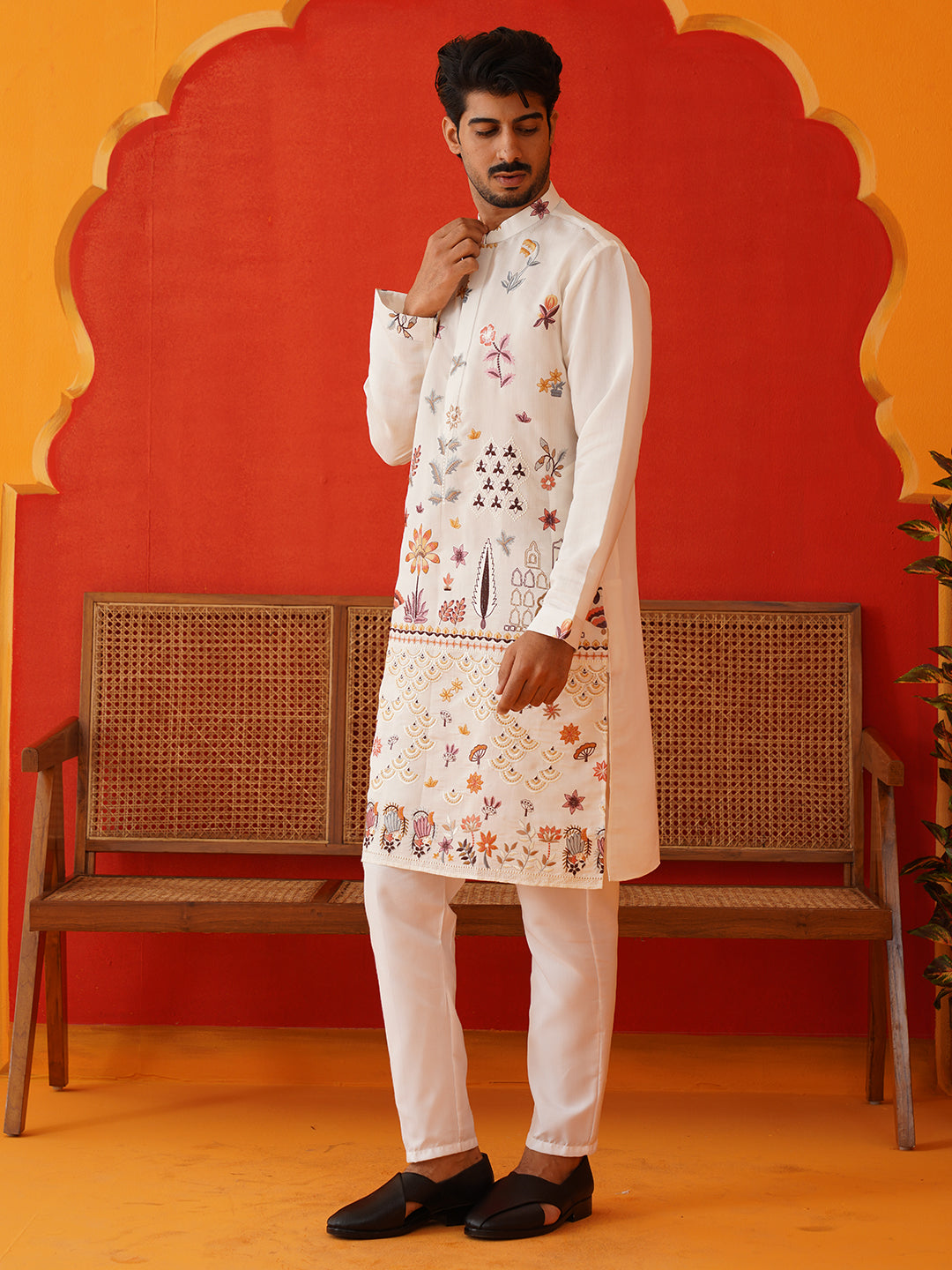 Floral Embroidered And Sequins Kurta Set