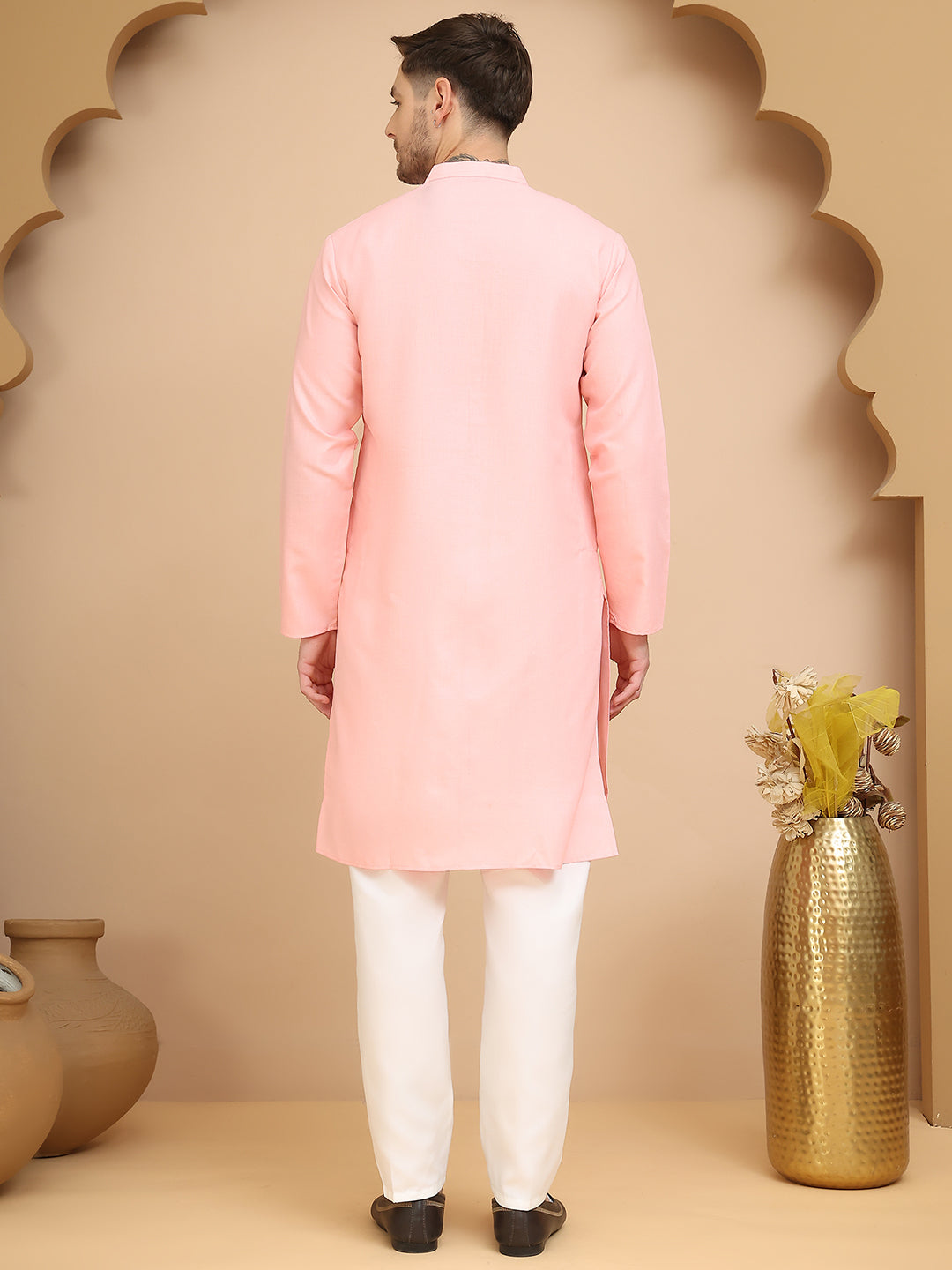Solid Cotton Kurta Set For Men