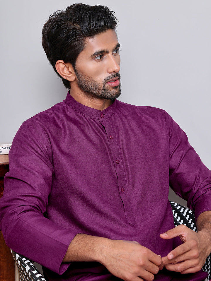 Solid Cotton Kurta Set For Men