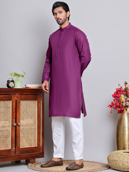 Solid Cotton Kurta Set For Men