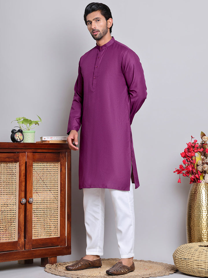Solid Cotton Kurta Set For Men
