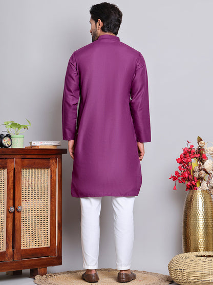 Solid Cotton Kurta Set For Men