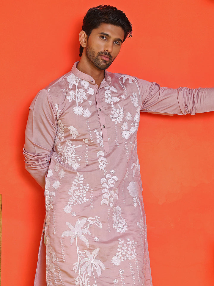 Embroidered Straight Kurta Pyjama Set.