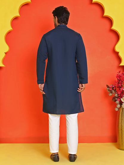Embroidered Straight Kurta Pyjama Set.