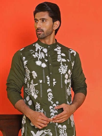 Embroidered Straight Kurta Pyjama Set.