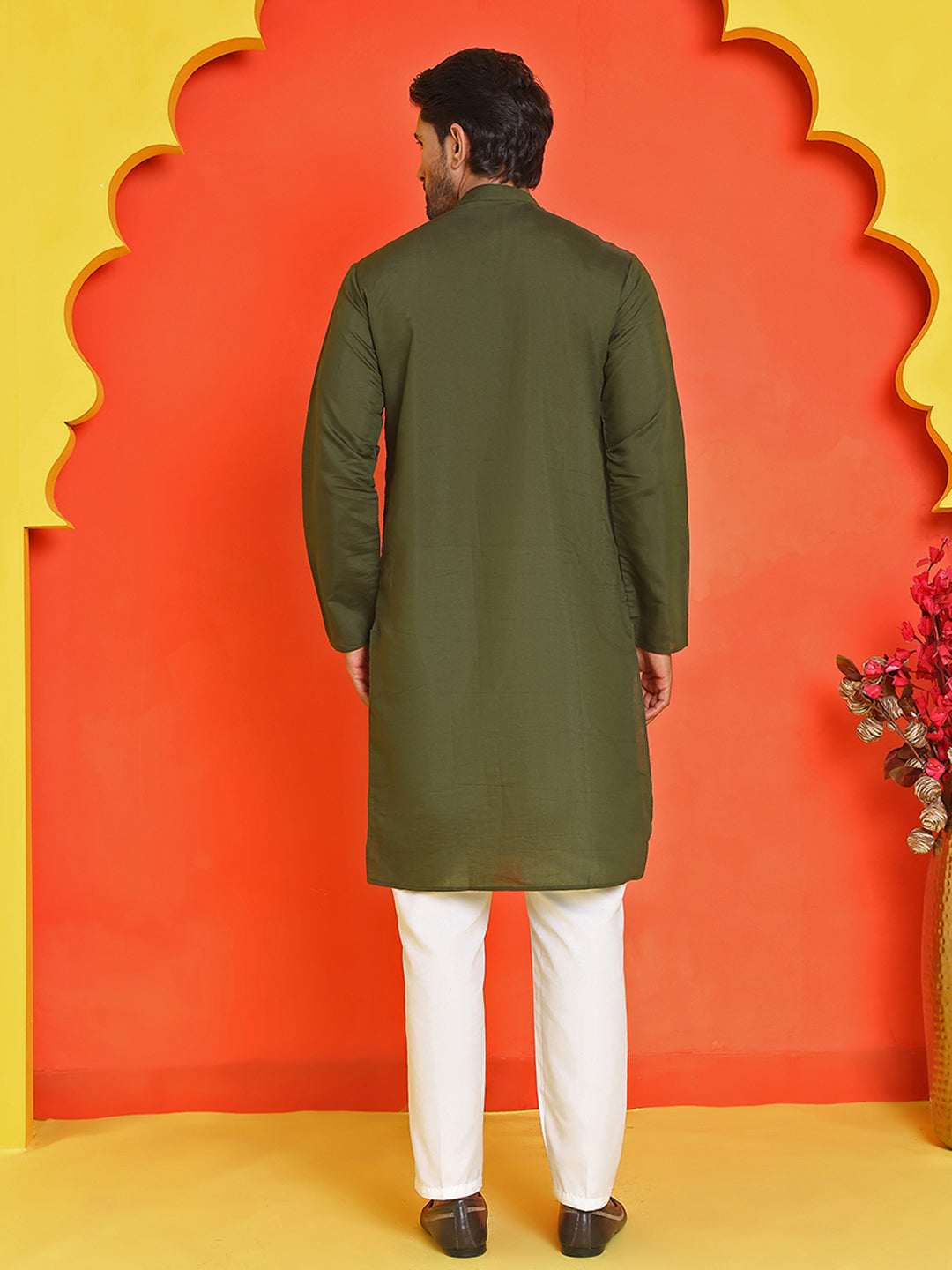 Embroidered Straight Kurta Pyjama Set.