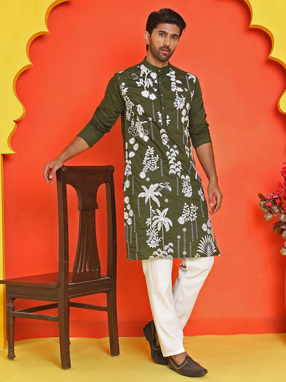 Embroidered Straight Kurta Pyjama Set.