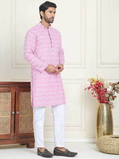 Embroidered And Sequins Straight Kurta Set For Men