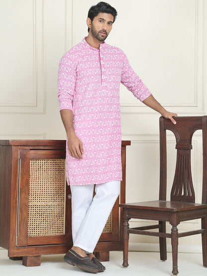 Embroidered And Sequins Straight Kurta Set For Men