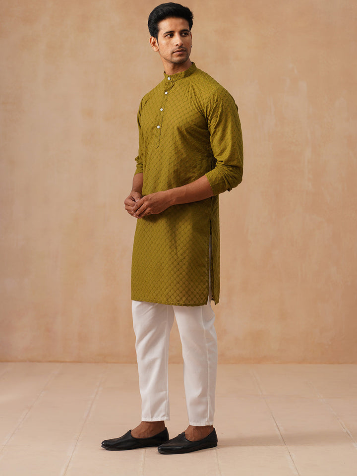 Chikankari Pure Cotton Kurta With Churidar