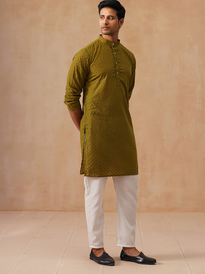 Chikankari Pure Cotton Kurta With Churidar