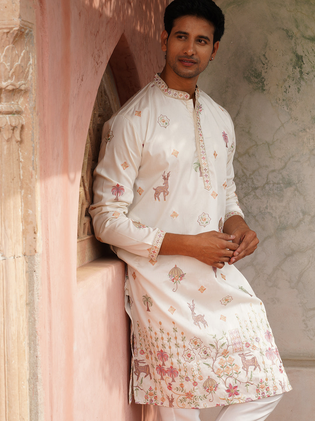 Floral Embroidered And Sequins Kurta Set