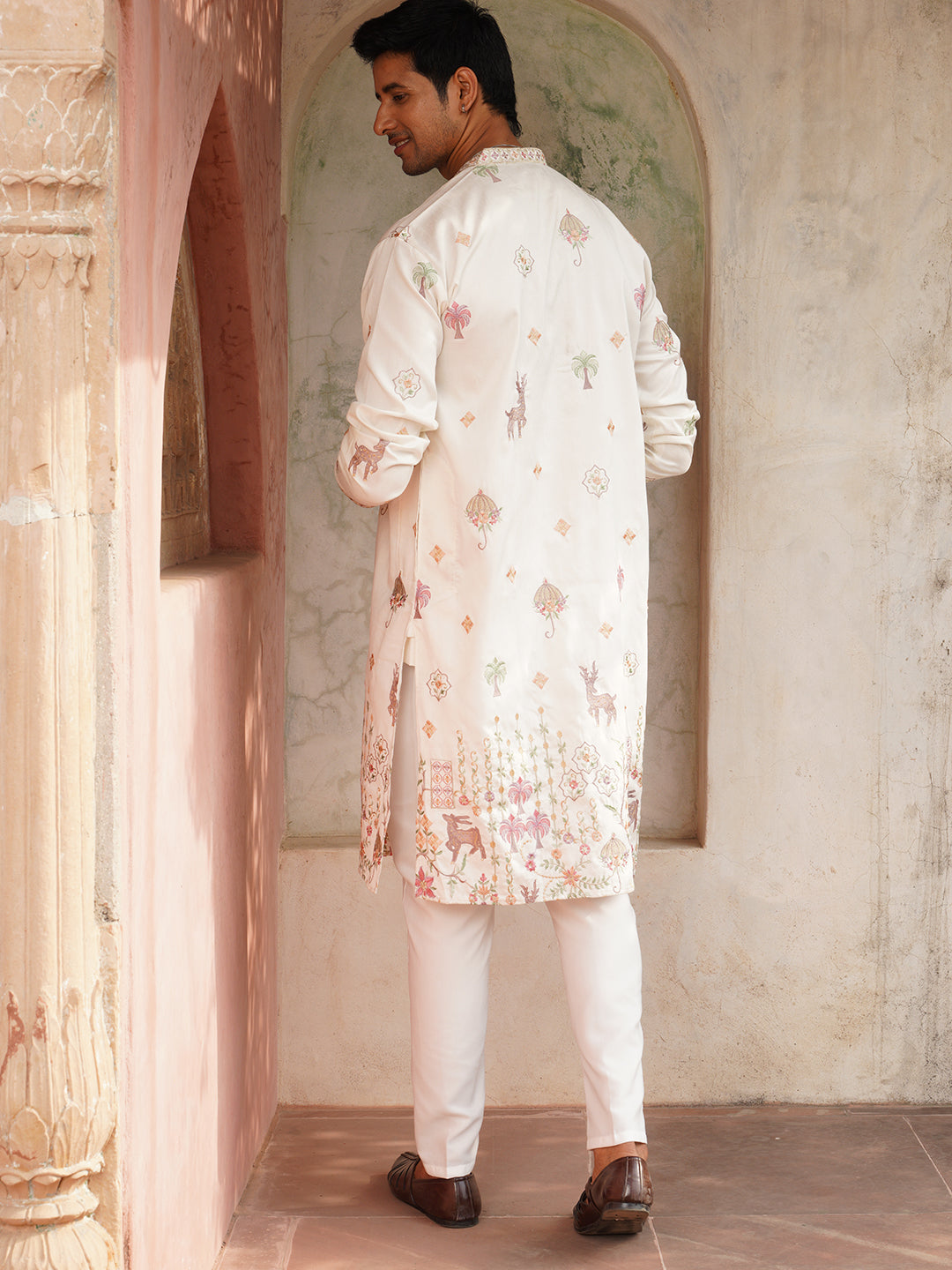 Floral Embroidered And Sequins Kurta Set