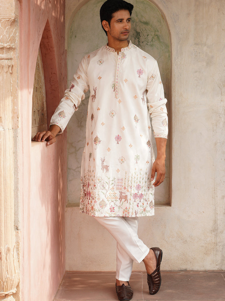 Floral Embroidered And Sequins Kurta Set