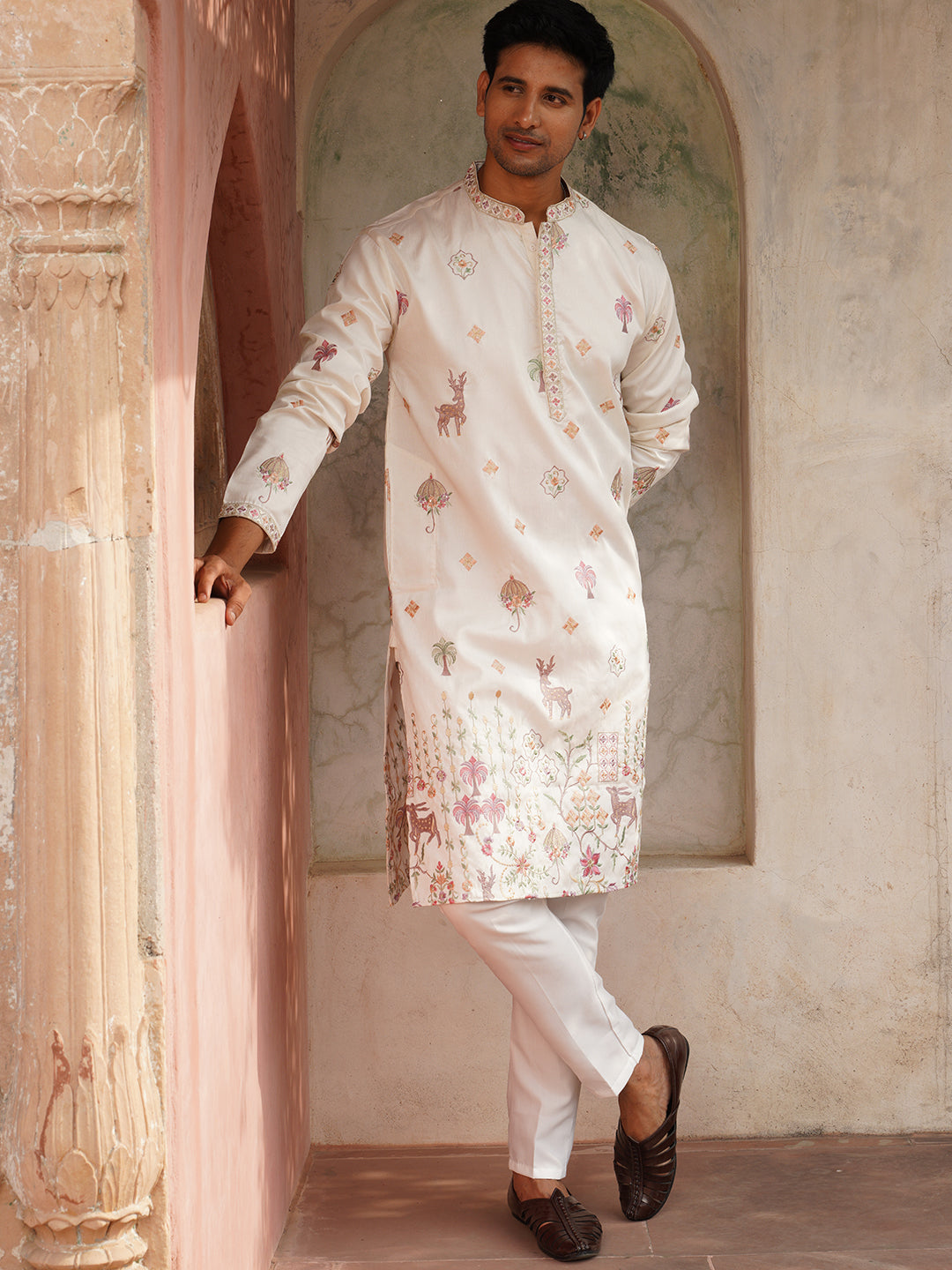 Floral Embroidered And Sequins Kurta Set