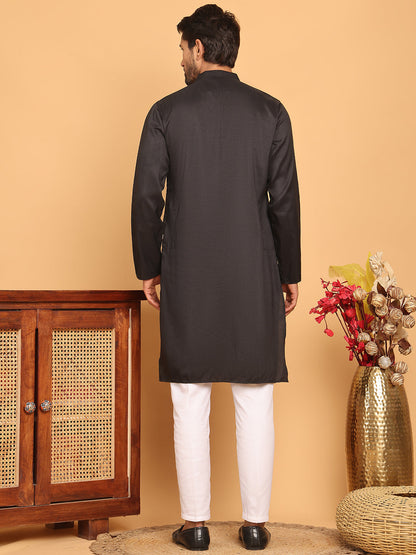 Embroidered Straight Kurta Set For Men