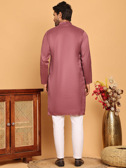 Embroidered Straight Kurta Set For Men