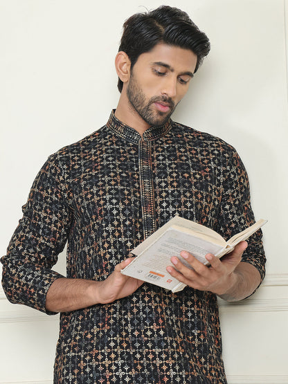 Embroidered And Sequins Viscose Rayon Kurta Set For Men