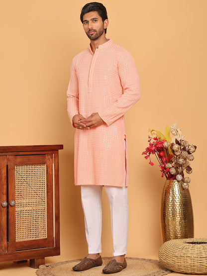 Embroidered & Sequence Kurta Pyjama For Men