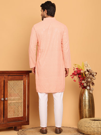 Embroidered & Sequence Kurta Pyjama For Men