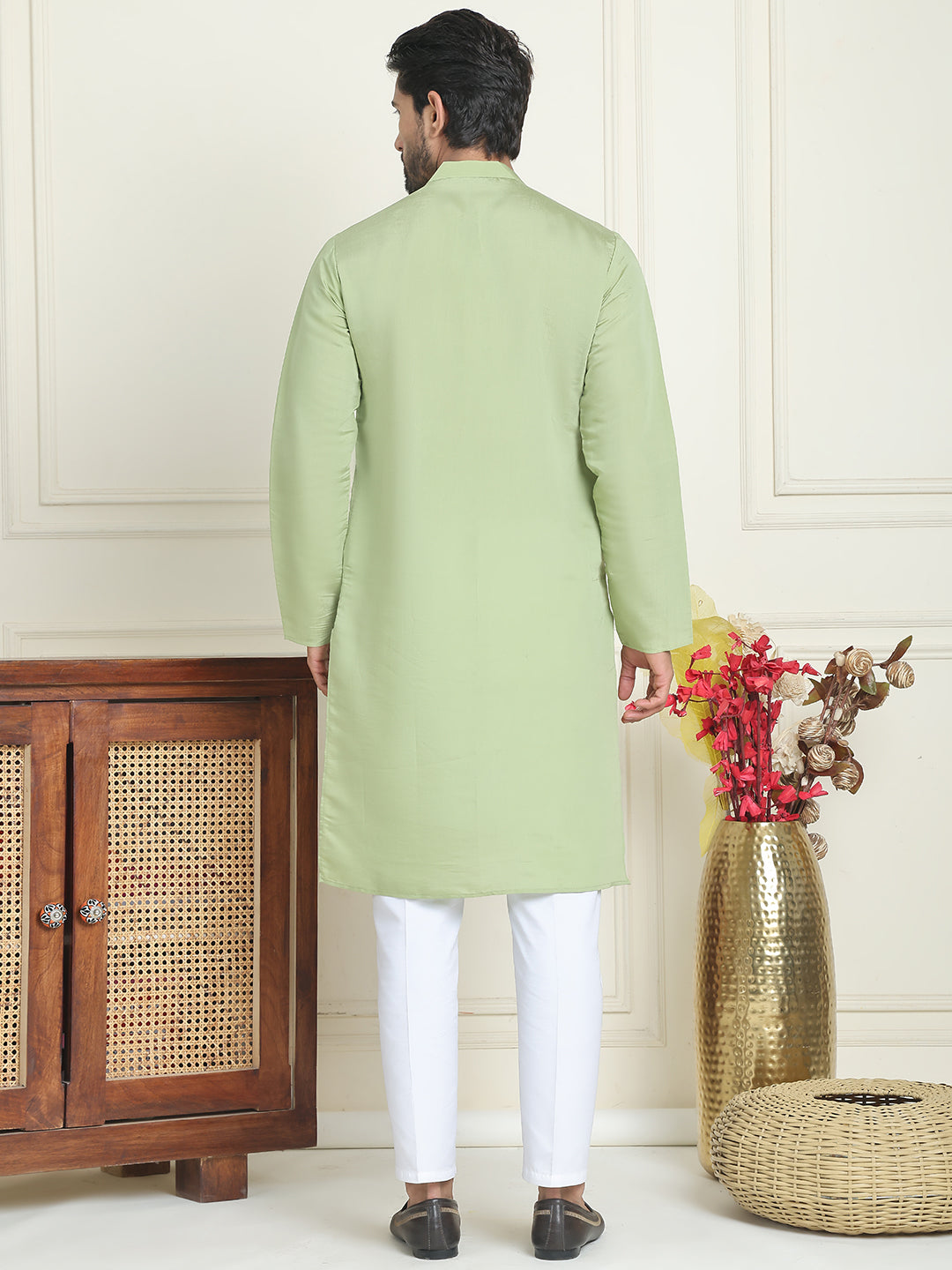 Embroidered Straight Kurta Pyjama Set.