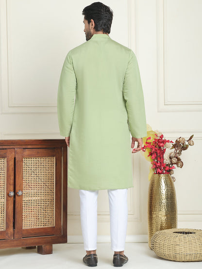 Embroidered Straight Kurta Pyjama Set.