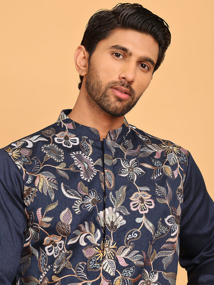 Embroidered Straight Kurta Set For Men