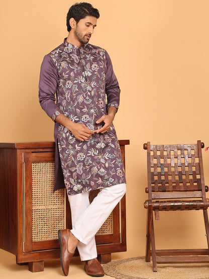 Embroidered Straight Kurta Set For Men