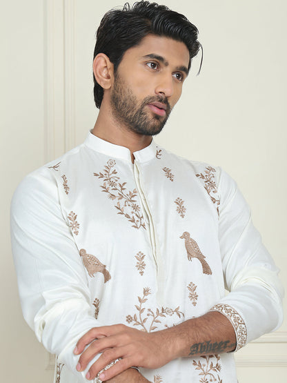 Embroidered Straight Kurta Set For Men