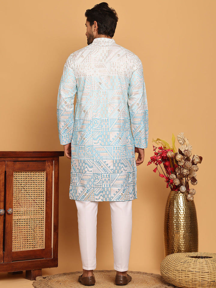Embroidered, Ombre Design Kurta With Pyjamas