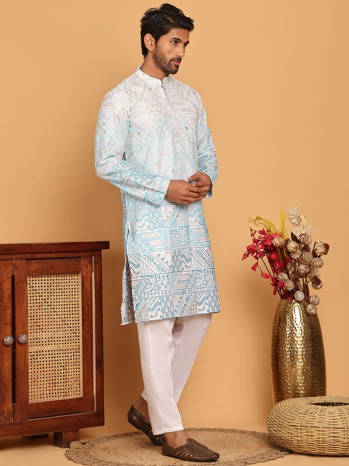 Embroidered, Ombre Design Kurta With Pyjamas