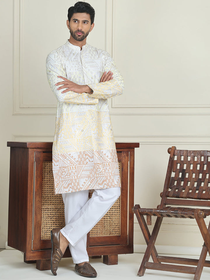 Embroidered, Ombre Design Kurta With Pyjamas