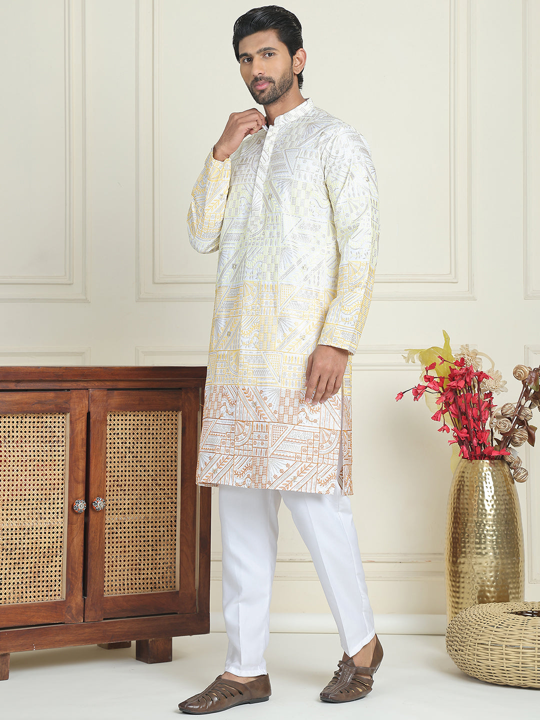 Embroidered, Ombre Design Kurta With Pyjamas
