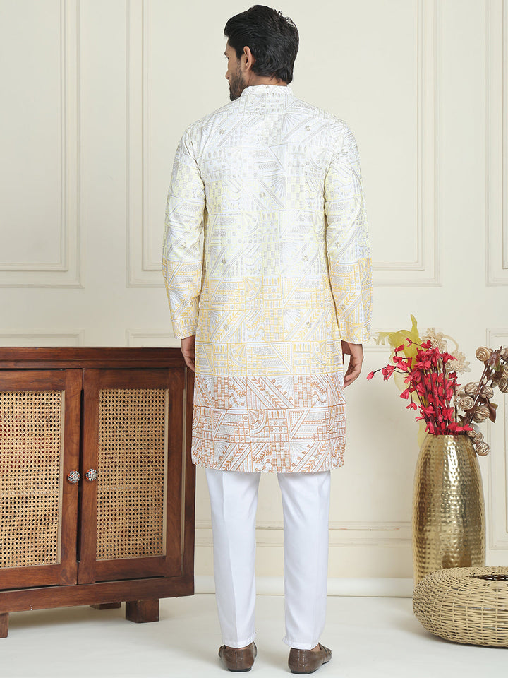 Embroidered, Ombre Design Kurta With Pyjamas