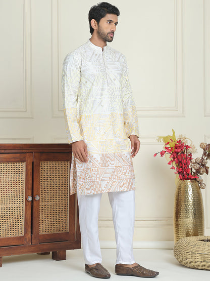 Embroidered, Ombre Design Kurta With Pyjamas