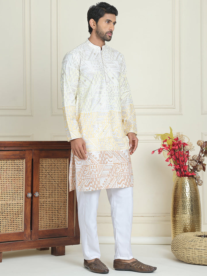 Embroidered, Ombre Design Kurta With Pyjamas