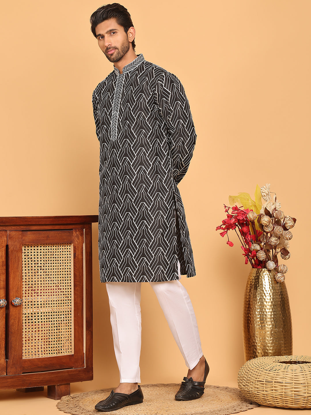 Embroidered Straight Kurta With Pyjamas