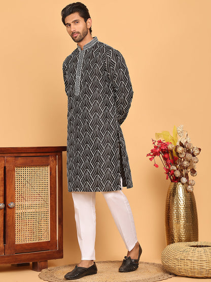 Embroidered Straight Kurta With Pyjamas
