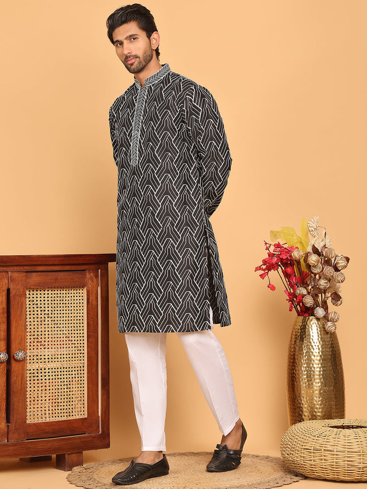 Embroidered Straight Kurta With Pyjamas