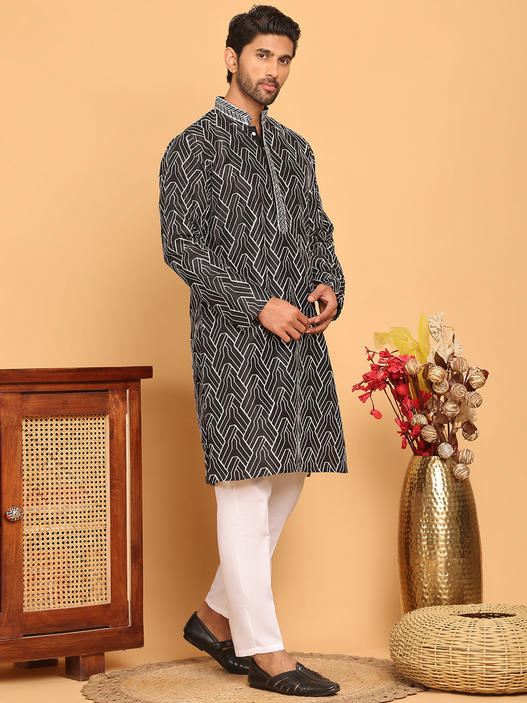 Embroidered Straight Kurta With Pyjamas