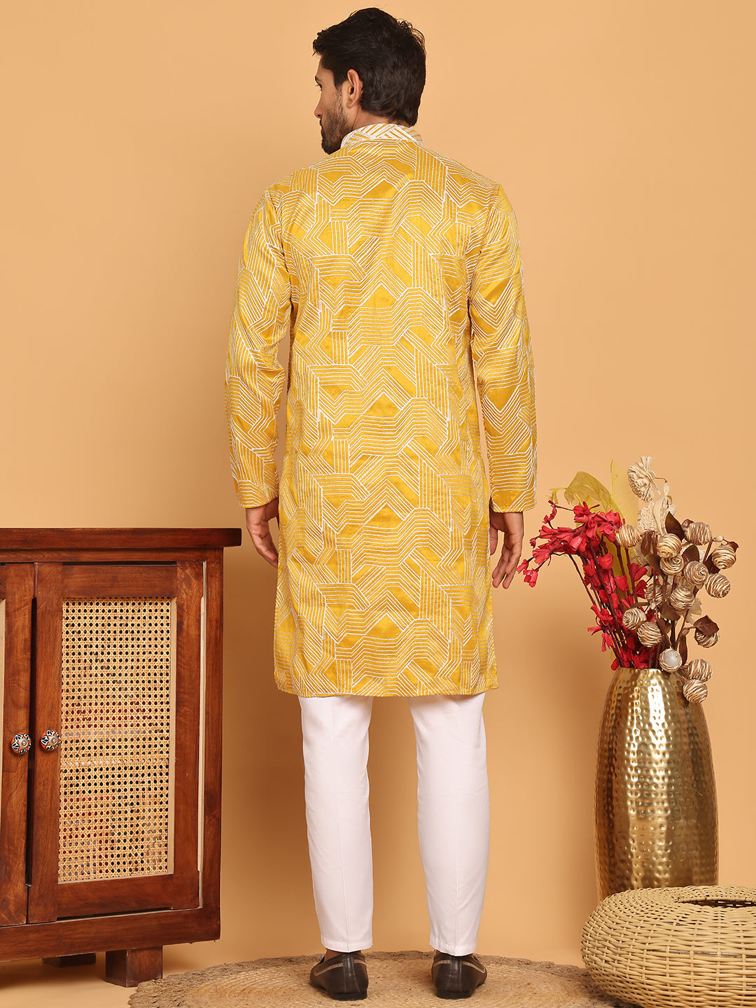 Embroidered Straight Kurta With Pyjamas