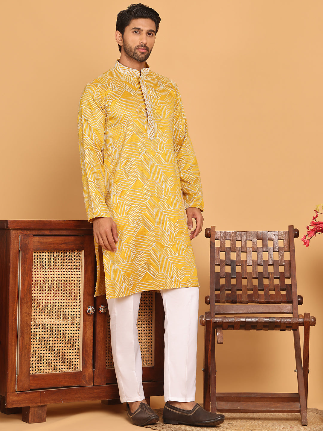 Embroidered Straight Kurta With Pyjamas