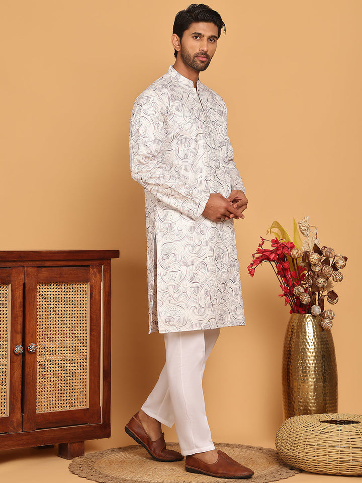 Embroidered &amp; Sequins Straight Kurta With Pyjamas