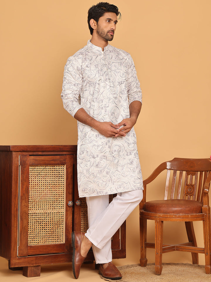 Embroidered &amp; Sequins Straight Kurta With Pyjamas