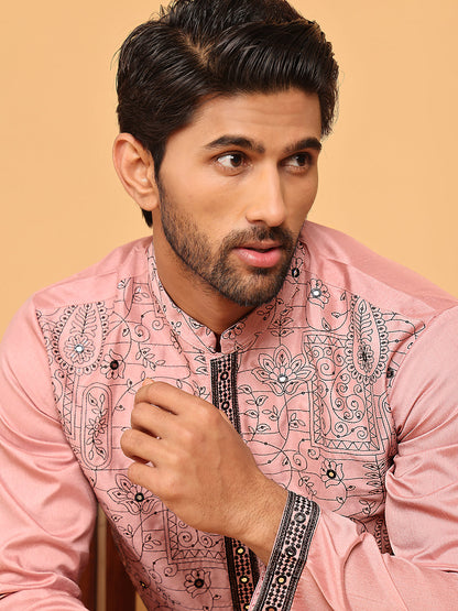 Sequins & Embroidered Straight Kurta With Pyjamas