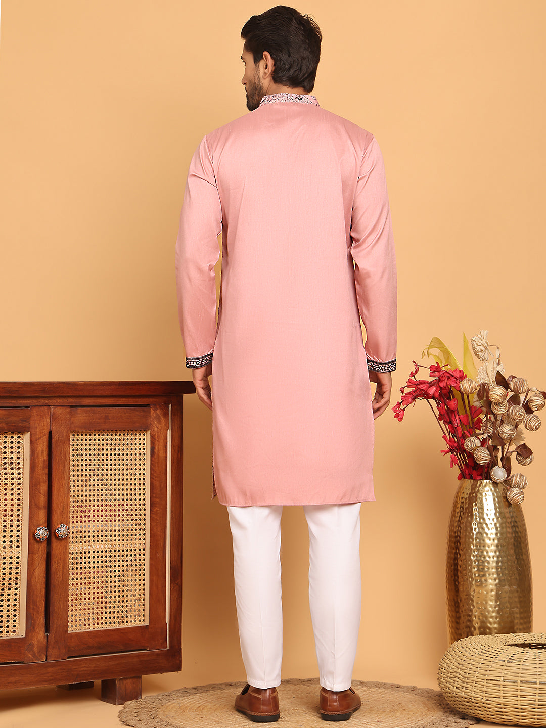 Sequins &amp; Embroidered Straight Kurta With Pyjamas
